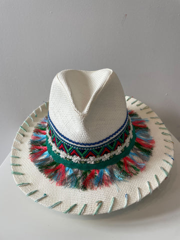 Panama hat white with colour